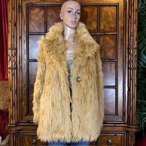 Vince Camuto Opulent Mood Latte Tan Faux Fur Coat